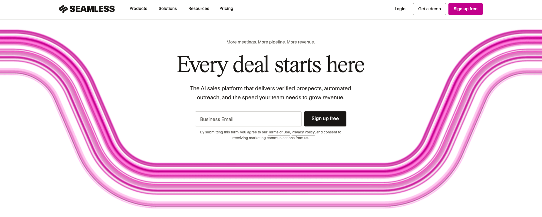 Seamless ai's landing page